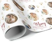 Gouden Sneeuwvlokken Fotocollage Prettig Kerstfees Cadeaupapier (Rol Hoek)