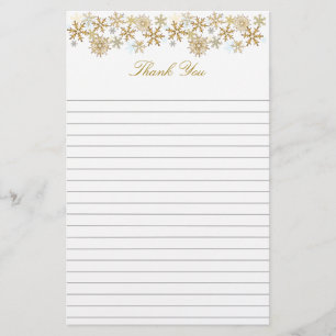 Gouden Sneeuwvlokken Gelinieerd Kerst Bedankt Papi Briefpapier