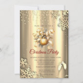 Gouden Sneeuwvlokken, Glazen Ballen Boog Kerst Bed Kaart (Voorkant)