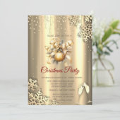 Gouden Sneeuwvlokken, Glazen Ballen Boog Kerst Bed Kaart (Staand voorkant)