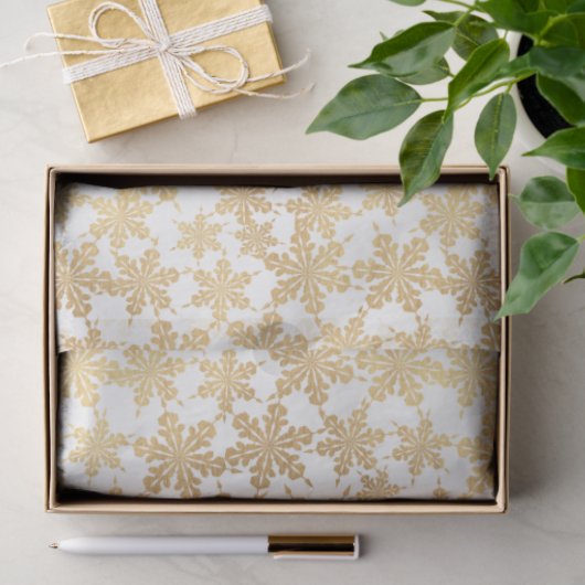 Gouden sneeuwvlokken grillige elegante witte kerst tissuepapier (Geschenk)