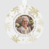 Gouden sneeuwvlokken In liefdevolle herinnering Aa Ornament (achterkant)