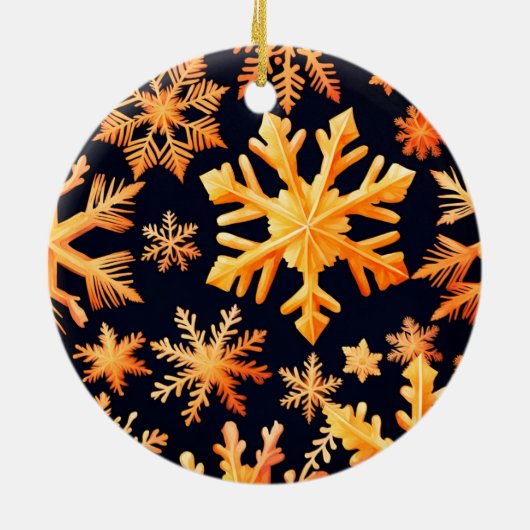 Gouden Sneeuwvlokken Keramisch Ornament (Achterkant)
