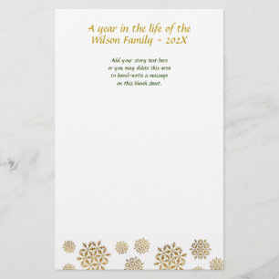 Gouden Sneeuwvlokken Kerst Briefpapier