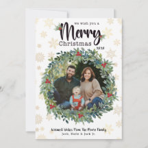 Gouden Sneeuwvlokken Kerst Foto Kaart