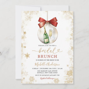 Gouden Sneeuwvlokken Kerstbal Bruids Brunch Kaart