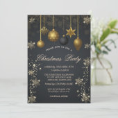 Gouden Sneeuwvlokken, Kerstballen Donker Bedrijfsp Kaart (Staand voorkant)