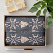 Gouden Sneeuwvlokken & Kerstbomen Zwarte Kerst Tissuepapier (Geschenk)