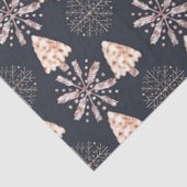 Gouden Sneeuwvlokken & Kerstbomen Zwarte Kerst Tissuepapier (Detail)