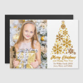 Gouden Sneeuwvlokken Kerstboom Foto Magnetische Ka (Voorkant / Achterkant)