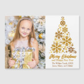 Gouden Sneeuwvlokken Kerstboom Foto Magnetische Ka (Voorkant)