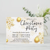 Gouden Sneeuwvlokken Kerstfeest Kaart (Staand voorkant)