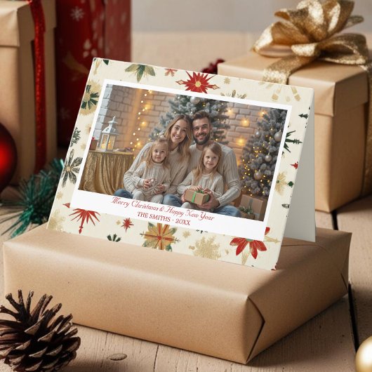  Gouden Sneeuwvlokken Kerstfoto gevouwen Feestdagen Kaart