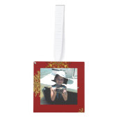 Gouden Sneeuwvlokken Kerstfoto's Cube Ornament (Voorkant)