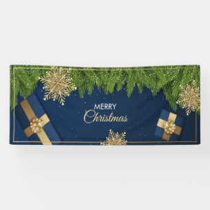 Gouden Sneeuwvlokken Kerstkaart, Prettig Kerstfees Spandoek