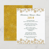 Gouden Sneeuwvlokken Kerstmenu (Voorkant / Achterkant)