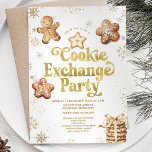 Gouden sneeuwvlokken Kerstmis Cookie Exchange Part Kaart<br><div class="desc">EDITABLE Gold Snowflakes Christmas Cookie Exchange Party Invitation Elegant Chocolate Star Gingerbread Cookie Swap Party Nodig Winter Holiday Party</div>