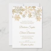 Gouden Sneeuwvlokken Kerstmis Thema Winter Bruilof Kaart (Voorkant)