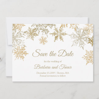 Gouden Sneeuwvlokken Kerstmis Thema Winter Bruilof Save The Date