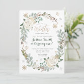 Gouden Sneeuwvlokken Modern Forest Rustic Onederla Kaart (Staand voorkant)