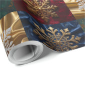 Gouden sneeuwvlokken op Afbeelding van Velvet Cadeaupapier (Rol Hoek)