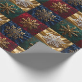 Gouden sneeuwvlokken op Afbeelding van Velvet Cadeaupapier (Hoek)