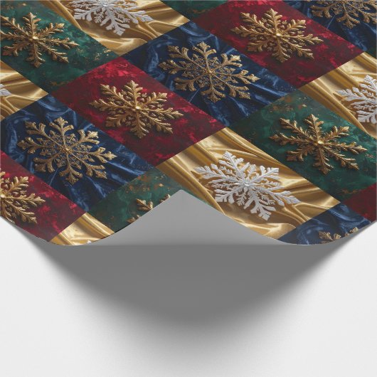 Gouden sneeuwvlokken op Afbeelding van Velvet Cadeaupapier (Hoek)