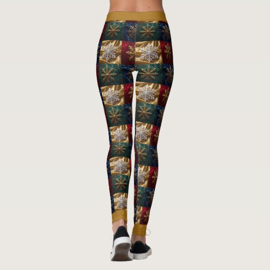 Gouden sneeuwvlokken op Afbeelding van Velvet Leggings (Achterkant)