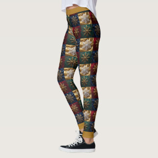 Gouden sneeuwvlokken op Afbeelding van Velvet Leggings