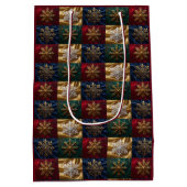 Gouden sneeuwvlokken op Afbeelding van Velvet Medium Cadeauzakje (Achterkant)