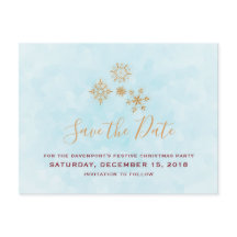 Gouden sneeuwvlokken op Blue Frost Save The Date