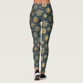 Gouden Sneeuwvlokken op Donkerblauw Leggings (Achterkant)