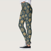 Gouden Sneeuwvlokken op Donkerblauw Leggings (Links)