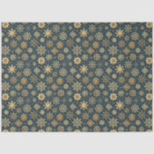 Gouden sneeuwvlokken op donkerblauw tissuepapier (Voorkant)