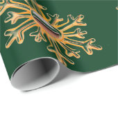Gouden sneeuwvlokken op groen inpakpapier (Rol Hoek)