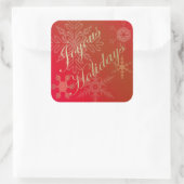 Gouden sneeuwvlokken op Ombre Rode Sticker (Tas)