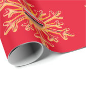 Gouden sneeuwvlokken op rood inpakpapier (Rol Hoek)