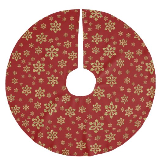 Gouden Sneeuwvlokken op Rood Kerstboom Rok (Voorkant)