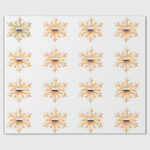 Gouden sneeuwvlokken op wit inpakpapier (Vlak)