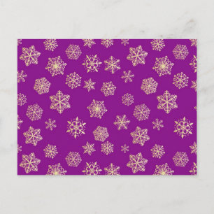 Gouden sneeuwvlokken, paarse achtergrond briefkaart