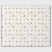 Gouden Sneeuwvlokken Patroon Kerstmis Cadeaupapier (Vlak)