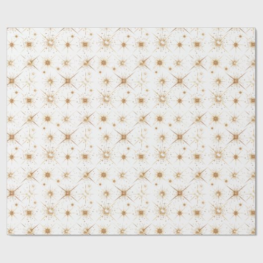 Gouden Sneeuwvlokken Patroon Kerstmis Cadeaupapier (Vlak)
