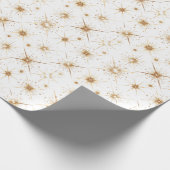 Gouden Sneeuwvlokken Patroon Kerstmis Cadeaupapier (Hoek)