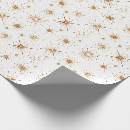 Gouden Sneeuwvlokken Patroon Kerstmis Cadeaupapier (Hoek)