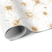 Gouden Sneeuwvlokken Patroon Kerstmis Cadeaupapier (Rol Hoek)