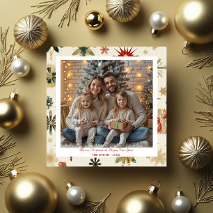 Gouden Sneeuwvlokken patroonfoto Feestdagenkaart