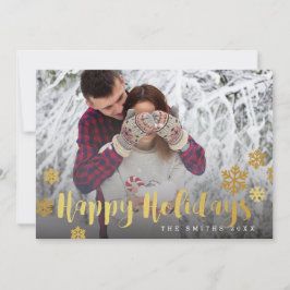 Gouden sneeuwvlokken Prettige Feestdagen Fotokaart Feestdagenkaart