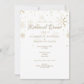 Gouden sneeuwvlokken repetitie diner kaart (Voorkant)