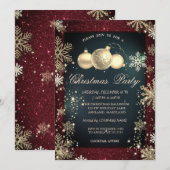 Gouden Sneeuwvlokken, Rode Glitter Ballen Bedrijfs Kaart (Voorkant / Achterkant)