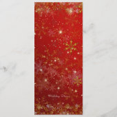 Gouden Sneeuwvlokken Rode Kerst Diner Menu (Achterkant)